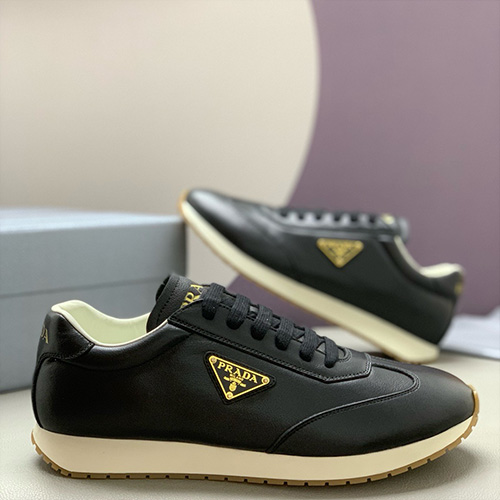 [홍콩명품,PRADA] 프라다 25SS 삼각로고 레더 가죽 스니커즈 운동화 (블랙), SE5802, PMD, 명품스니커즈,운동화,구두,로퍼,하이탑,신발