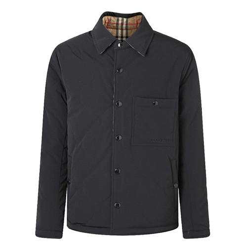 [홍콩명품.Burberry] 버버리 25SS 로고 체크패턴 나일론 리버서블 카라 솜패딩 자켓 (블랙-베이지), BM23139, JL, 레플리카의류,미러급사이트