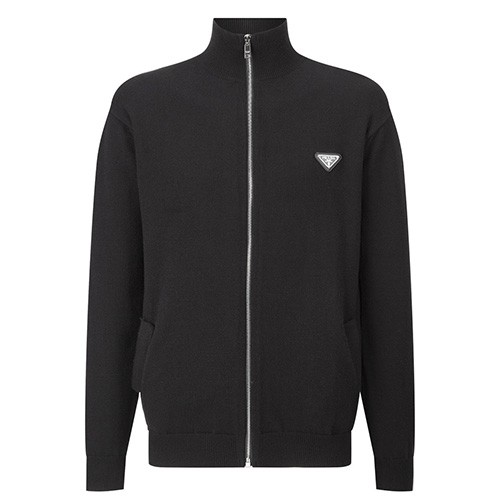 [홍콩명품,PRADA] 프라다 25SS 삼각로고 하이넥 니트 가디건 집업 자켓 (블랙), BM23151, JL, 레플리카의류,미러급사이트