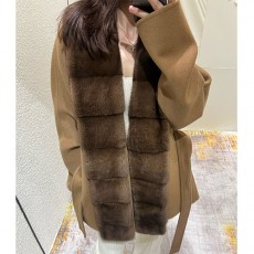 [홍콩명품.Loro Piana] 로로피아나 25SS 로고 여성 밍크 퍼카라 캐시미어 코트 (카라멜), BM23218, KSM, 레플리카의류,미러급사이트