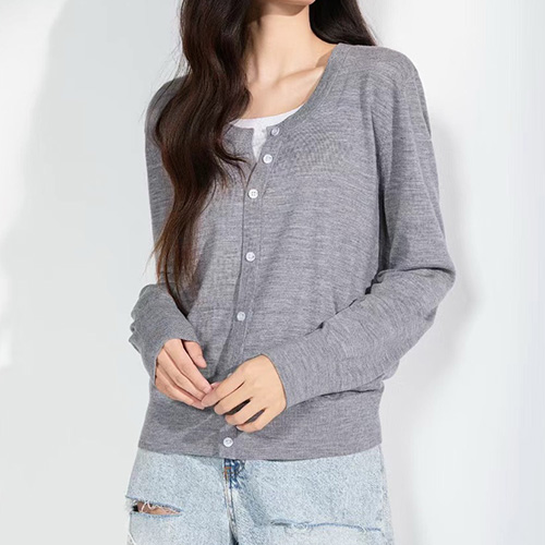 [홍콩명품.THOME BROWNE] 톰브라운 25SS 로고 여성 라운드넥 니트 가디건 (3컬러), BM23222, KSM, 레플리카의류,미러급사이트