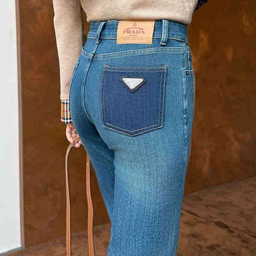 [홍콩명품,PRADA] 프라다 25SS 삼각로고 여성 슬림핏 데님 팬츠 진 청바지, BM23266, PG, 레플리카의류,미러급사이트