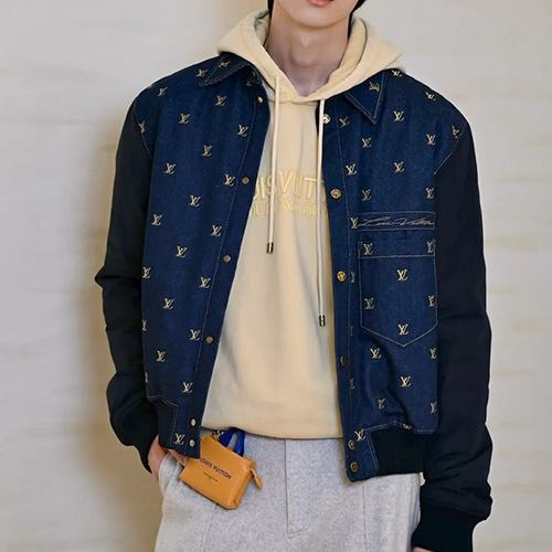 [홍콩명품.LOUIS VUITTON] 루이비통 25SS 로고 솜패딩 데님 카라 봄버 자켓 1AIN60, BM23339, KB, 레플리카의류,미러급사이트