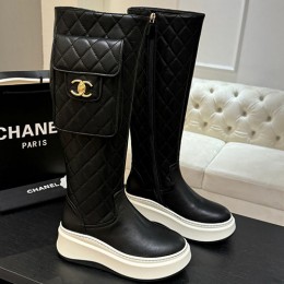[홍콩명품.CHANEL] 샤넬 25SS 로고 여성 레더 가죽 퀄팅 롱 부츠 (블랙), SE5829, GHS, 명품스니커즈,운동화,구두,로퍼,하이탑,신발