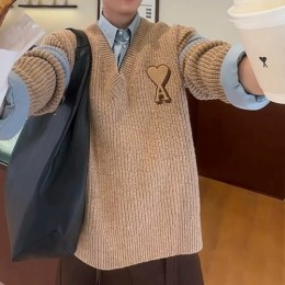 [홍콩명품.AMI] 아미 25SS 로고 V넥 니트 스웨터 (2컬러), BM23411, KB, 레플리카의류,미러급사이트