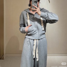 [홍콩명품.LOUIS VUITTON] 루이비통 25SS 로고 여성 트레이닝 후드 집업 자켓 + 팬츠 바지 상하의 세트 (그레이), BM23462, MC, 레플리카의류,미러급사이트