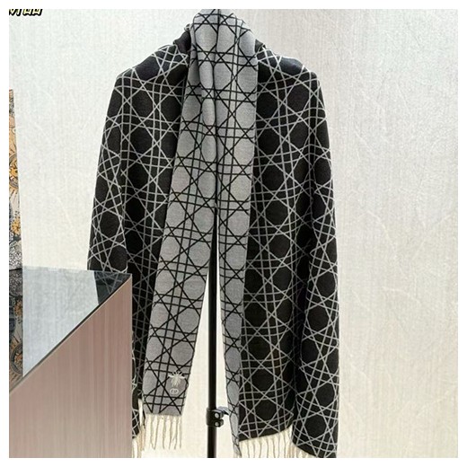 [홍콩명품,Christian Dior] 디올 25SS 로고 패턴 리버서블 캐시미어 스카프 머플러 (블랙-그레이), ET3179, 홍콩명품의류,구매대행,온라인명품
