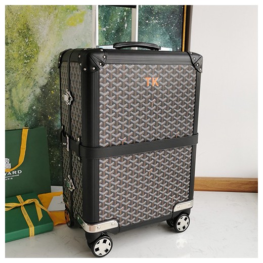 [홍콩명품,GOYARD] 고야드 25SS 로고 레더 가죽 캐리어 (블랙), CR158, NNT, 명품레플리카, 캐리어, 여행가방 투어
