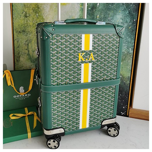 [홍콩명품,GOYARD] 고야드 25SS 로고 레더 가죽 캐리어 (그린), CR159, NNT, 명품레플리카, 캐리어, 여행가방 투어