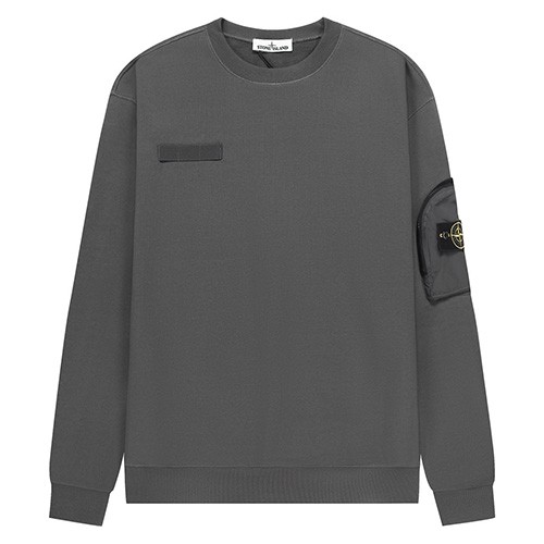 [홍콩명품.Stone Island] 스톤아일랜드 25SS 로고 탈부착 맨투맨 티셔츠 + 조거 팬츠 바지 상하의 세트 (다크그레이), BM23485, ST1, 레플리카의류,미러급사이트