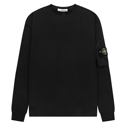 [홍콩명품.Stone Island] 스톤아일랜드 25SS 로고 탈부착 맨투맨 티셔츠 + 조거 팬츠 바지 상하의 세트 (블랙), BM23486, ST1, 레플리카의류,미러급사이트