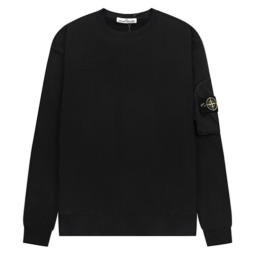 [홍콩명품.Stone Island] 스톤아일랜드 25SS 로고 탈부착 맨투맨 티셔츠 + 조거 팬츠 바지 상하의 세트 (블랙), BM23486, ST1, 레플리카의류,미러급사이트