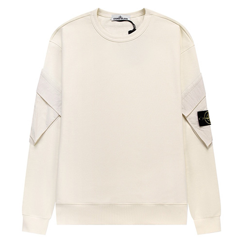 [홍콩명품.Stone Island] 스톤아일랜드 25SS 로고 탈부착 맨투맨 티셔츠 + 조거 팬츠 바지 상하의 세트 (아이보리), BM23488, ST1, 레플리카의류,미러급사이트