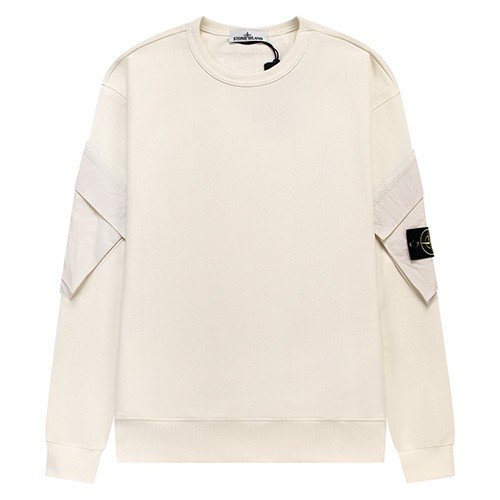 [홍콩명품.Stone Island] 스톤아일랜드 25SS 로고 탈부착 맨투맨 티셔츠 + 조거 팬츠 바지 상하의 세트 (아이보리), BM23488, ST1, 레플리카의류,미러급사이트