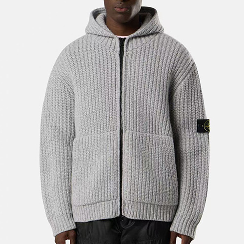 [홍콩명품.Stone Island] 스톤아일랜드 25SS 로고 탈부착 니트 후드 집업 자켓 (2컬러), BM23494, ST1, 레플리카의류,미러급사이트