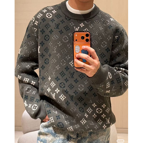 [홍콩명품.LOUIS VUITTON] 루이비통 25SS 로고 모노그램 니트 스웨터 (다크그레이), BM23544, KB, 레플리카의류,미러급사이트