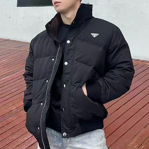 [홍콩명품,PRADA] 프라다 25SS 삼각로고 카라 다운 패딩 봄버 자켓 (블랙), BM23566, KB, 레플리카의류,미러급사이트