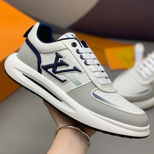 [홍콩명품.LOUIS VUITTON] 루이비통 25SS 로고 레더 가죽 스니커즈 운동화 (화이트-그레이), SE5852, PMD, 명품스니커즈,운동화,구두,로퍼,하이탑,신발