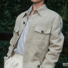 [홍콩명품.Loro Piana] 로로피아나 25SS 로고 린넨 카라 버튼 자켓 (아이보리), BM23633, HH, 레플리카의류,미러급사이트