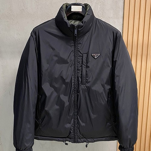[홍콩명품,PRADA] 프라다 25SS 삼각로고 리버서블 구스다운 패딩 자켓 (블랙-카키), BM23730, KSM, 레플리카의류,미러급사이트