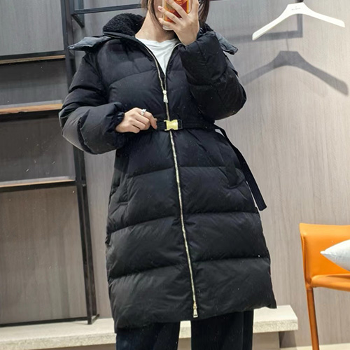 [홍콩명품.MONCLER] 몽클레어 25SS 로고 여성 벨티드 구스다운 패딩 후드 코트 자켓 (블랙), BM23753, KSM, 레플리카의류,미러급사이트