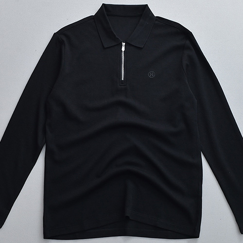 [홍콩명품.Hermes] 에르메스 25SS 로고 자수 하프지퍼 카라 폴로 긴팔 티셔츠 (4컬러), BM23790, HH, 레플리카의류,미러급사이트