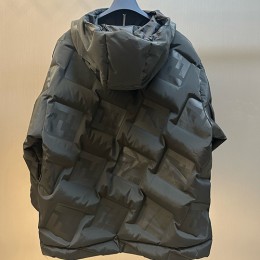 [홍콩명품,FENDI] 펜디 25SS 로고 FF패턴 후드 다운 패딩 자켓 (블랙), BM23802, KK, 레플리카의류,미러급사이트