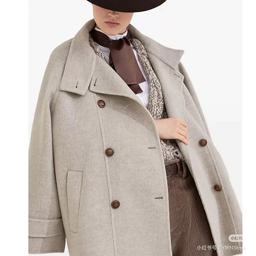 [홍콩명품.Brunello Cucinelli ] 브루넬로 쿠치넬리 25SS 로고 여성 캐시미어 코트 자켓 (그레이), BM23850, PG, 레플리카의류,미러급사이트