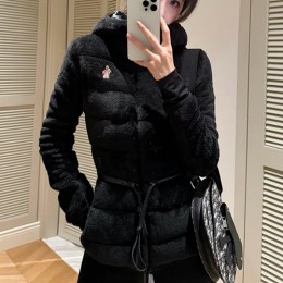 [홍콩명품.MONCLER] 몽클레어 25SS 로고 여성 레이어드 퍼 후드 다운 패딩 자켓 (블랙), BM23879, JL, 레플리카의류,미러급사이트