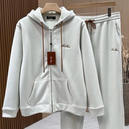 [홍콩명품.Loro Piana] 로로피아나 25SS 로고 자수 후드 집업 자켓 + 조거 팬츠 바지 상하의 세트 (4컬러), BM23925, 레플리카의류,미러급사이트