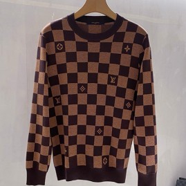 [홍콩명품.LOUIS VUITTON] 루이비통 25SS 로고 다미에 니트 스웨터 (브라운), BM23935, 레플리카의류,미러급사이트
