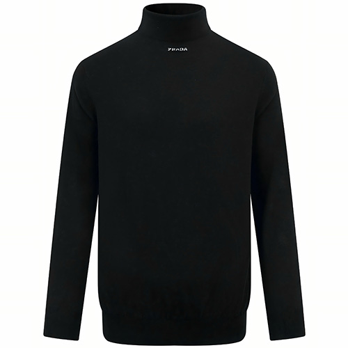 [홍콩명품,PRADA] 프라다 25SS 로고 하이넥 니트 스웨터 (블랙), BM23967, G5, 레플리카의류,미러급사이트