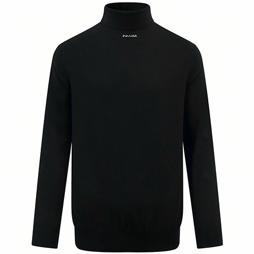 [홍콩명품,PRADA] 프라다 25SS 로고 하이넥 니트 스웨터 (블랙), BM23967, G5, 레플리카의류,미러급사이트