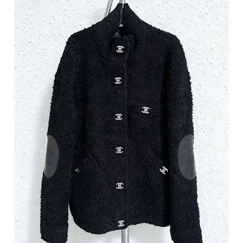 [홍콩명품.CHANEL] 샤넬 25SS 로고 버튼 플리스 자켓 (블랙), BM23985, X2, 레플리카의류,미러급사이트