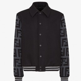 [홍콩명품,FENDI] 펜디 25SS 로고 FF패턴  카라 봄버 자켓 (블랙), BM24008, PG, 레플리카의류,미러급사이트