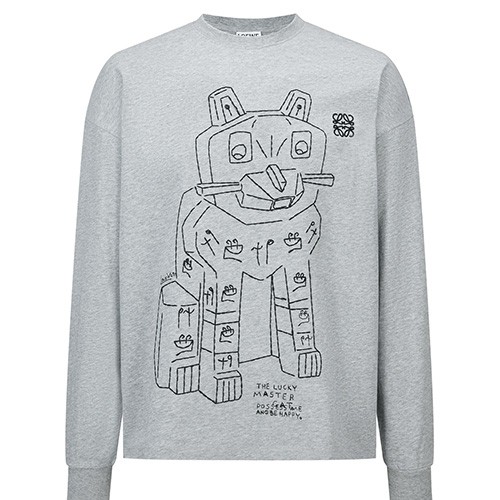 [홍콩명품.LOEWE] 로에베 25SS 로고 그래픽 긴팔 티셔츠 (그레이), BM24036, JL, 레플리카의류,미러급사이트