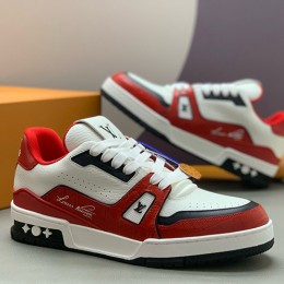 [홍콩명품.LOUIS VUITTON] 루이비통 25SS 로고 남여 모노그램 트레이너 스니커즈 운동화 (화이트-레드), SE5911, PMD, 명품스니커즈,운동화,구두,로퍼,하이탑,신발