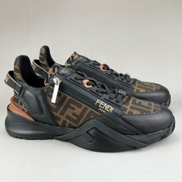 [홍콩명품,FENDI] 펜디 25SS 로고 FLOW 스니커즈 운동화 (블랙-브라운), SE5952, S3, 명품스니커즈,운동화,구두,로퍼,하이탑,신발