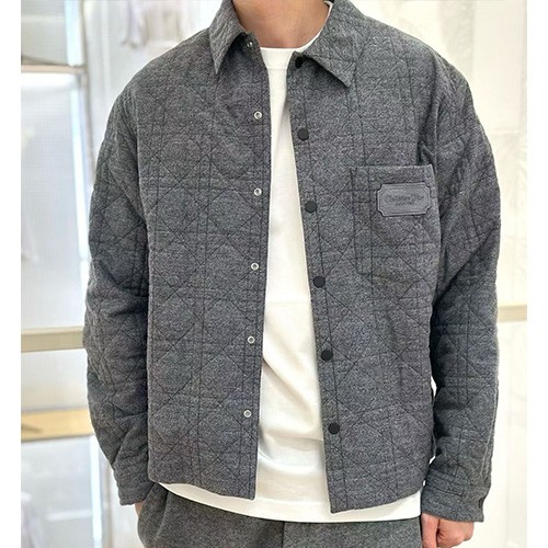 [홍콩명품,Christian Dior] 디올 25SS 로고 퀄팅 솜패딩 셔츠 자켓 (그레이), BM24134, KB, 레플리카의류,미러급사이트