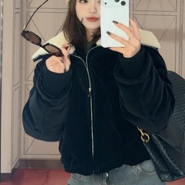 [홍콩명품.Gucci] 구찌 25SS 로고 여성 시어링 쇼트 다운 패딩 자켓 (블랙), BM24150, MC, 레플리카의류,미러급사이트