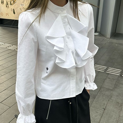 [홍콩명품,Christian Dior] 디올 25SS 로고 여성 리본 장식 블라우스 셔츠 (2컬러), BM24151, MC, 레플리카의류,미러급사이트