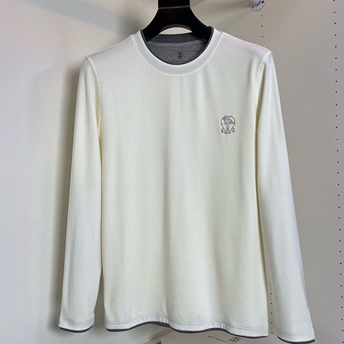 [홍콩명품.Brunello Cucinelli ] 브루넬로 쿠치넬리 25SS 로고 자수 긴팔 티셔츠 (2컬러), BM24201, HH, 레플리카의류,미러급사이트