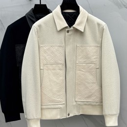 [가격문의][홍콩명품.LOUIS VUITTON] 루이비통 25SS 로고 모노그램 레더 가죽 레이어드 카라 자켓 (2컬러), BM24208, HH, 레플리카의류,미러급사이트