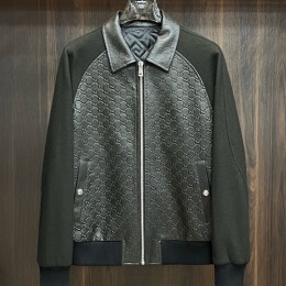 [홍콩명품.Gucci] 구찌 25SS 로고 GG수프림 레더 가죽 레이어드 카라 봄버 자켓 (2컬러), BM24228, HH, 레플리카의류,미러급사이트