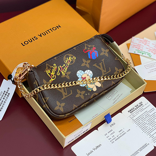 [홍콩명품.LOUIS VUITTON] 루이비통 25SS 로고 미니 포쉐트 액세서리 모노그램 아이스드 골드 M15328 (브라운), BGM5522, BDA, 홍콩명품가방,명품쇼핑몰,크로스백,핸드백,구매대행