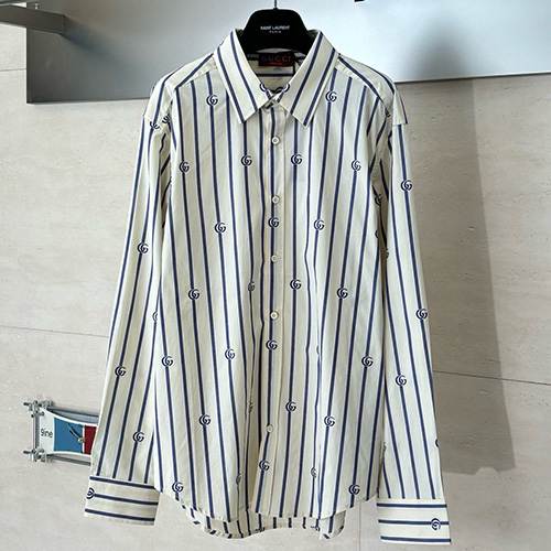 [홍콩명품.Gucci] 구찌 25SS 로고 스트라이프 남방 셔츠 (아이보리), BM24270, KB, 레플리카의류,미러급사이트