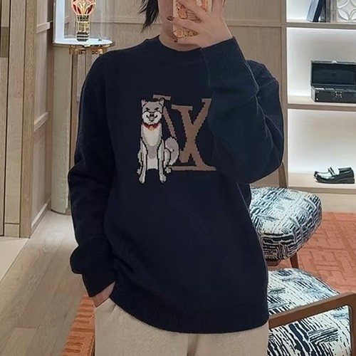 [홍콩명품.LOUIS VUITTON] 루이비통 25SS 로고 그래픽 니트 스웨터 (블루), BM24275, KB, 레플리카의류,미러급사이트