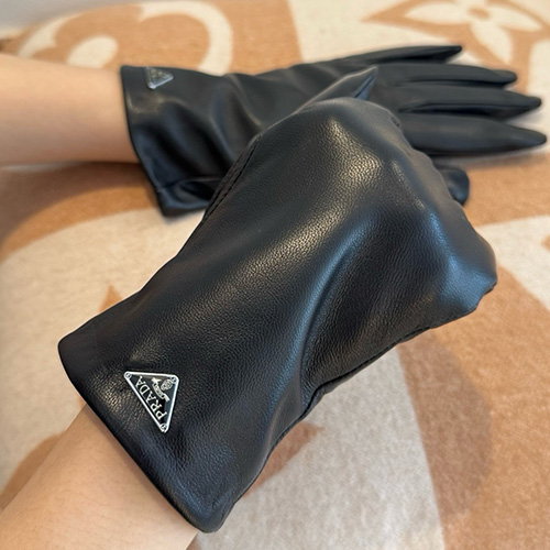 [홍콩명품,PRADA] 프라다 26SS 삼각로고 레더 가죽 장갑 (블랙), ET3258, JX, 홍콩명품의류,구매대행,온라인명품