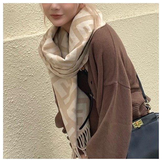 [홍콩명품,FENDI] 펜디 26SS 로고 FF패턴 45-170 캐시미어 스카프 머플러 (베이지), ET3286, JX, 홍콩명품의류,구매대행,온라인명품