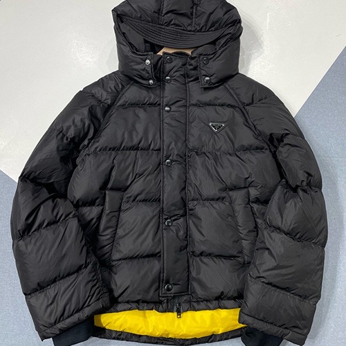 [홍콩명품,PRADA] 프라다 26SS 삼각로고 후드 다운 패딩 자켓 (블랙), BM24312, JL, 레플리카의류,미러급사이트